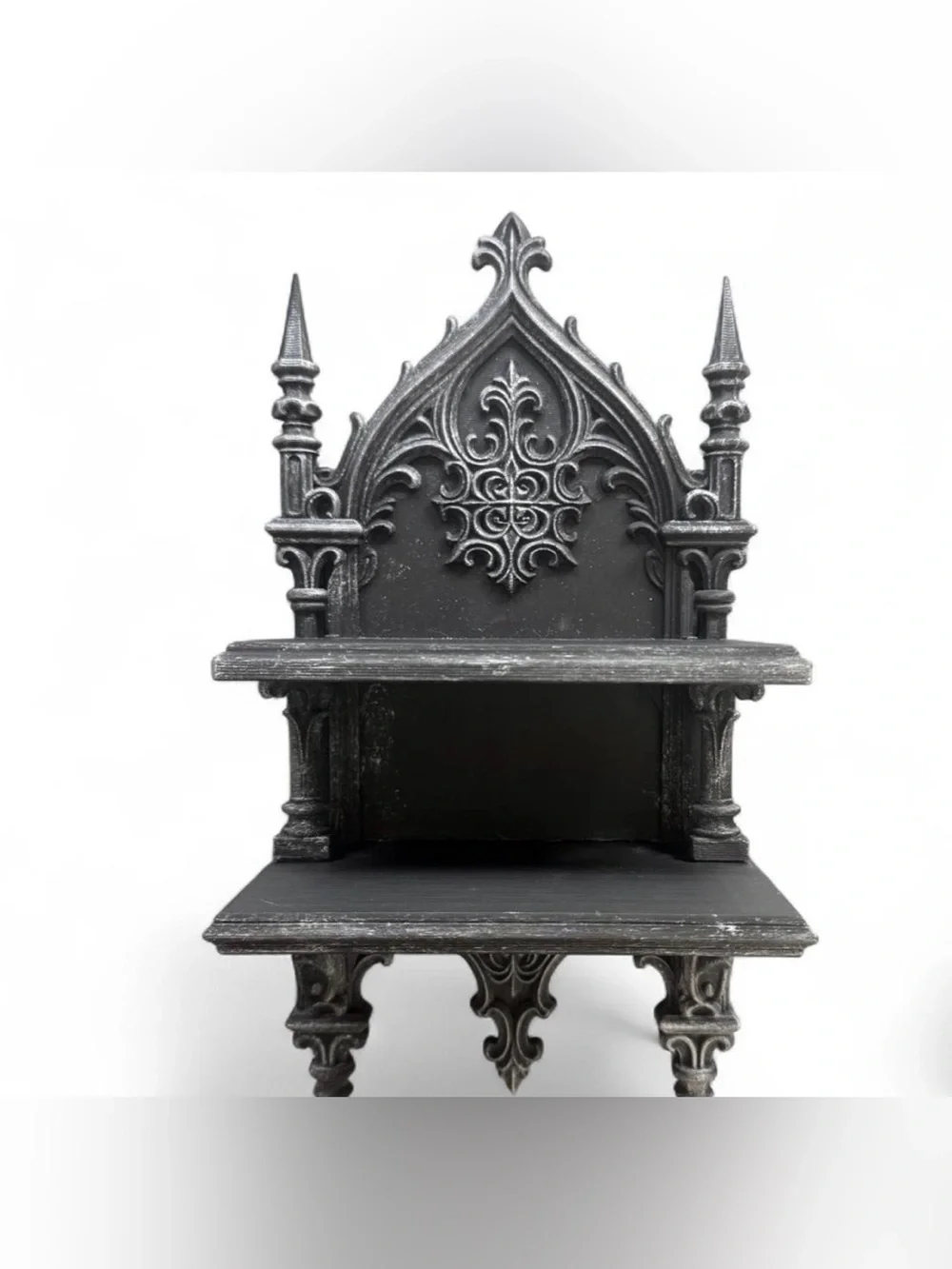 Ornate Gothic-Style Black Wall Shelves - Decorative Home Wall Decor